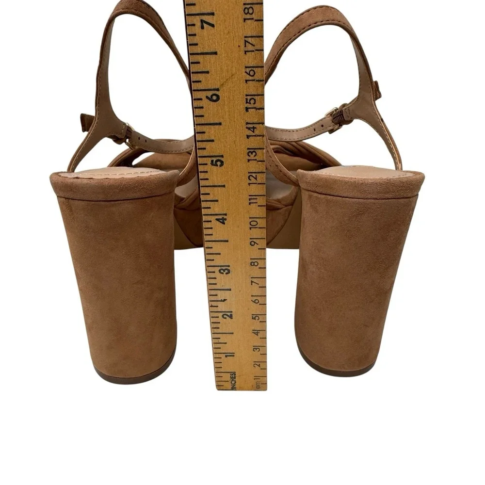 Draper James Paloma‎ Platform Heel Tan Sandal Suede Size 8.5 Heels 90s Y2K